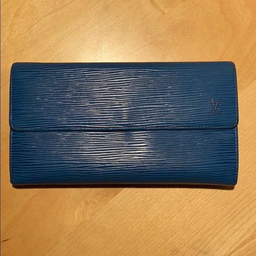 Louis Vuitton epi leather blue wallet
